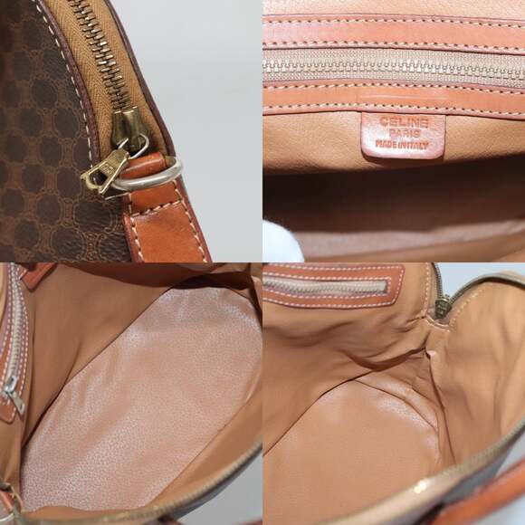 CELINE Macadam Canvas Hand Bag Pvc Leather Brown Gold - Picture 11 of 12